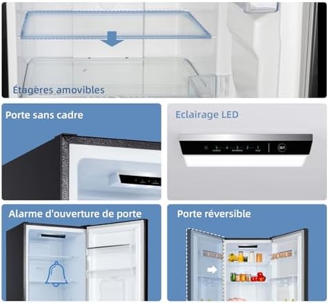 CHiQ Réfrigérateur congélateur combiné 356L, inox