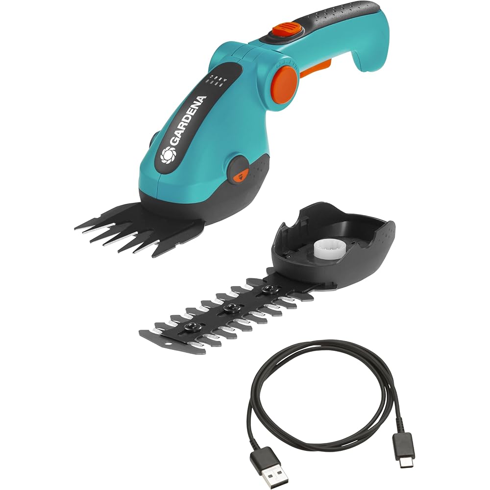 Gardena Set de cisailles à Gazon et arbustes sans Fil ComfortCut Li :cisaille à Gazon et Coupe-arbustes, poignée Confort réglable avec Affichage LED, Changement de Lame sans Outils (9888-20) : Jardin