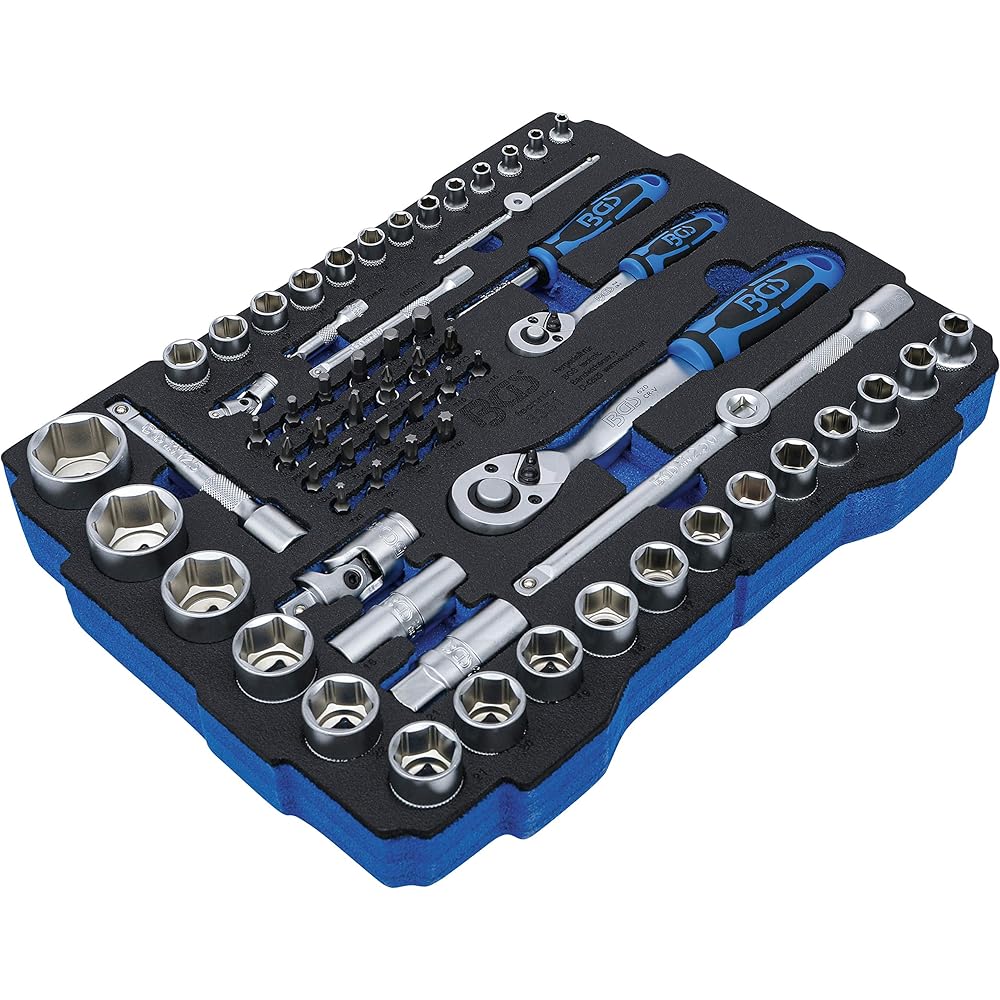 BGS 3351 - Insert pour Art. BOXSYS1 & 2 : Jeu de douilles - 6,3 mm (1/4") / 12,5 mm (1/2") - BGS systainer - 65 pièces : Bricolage