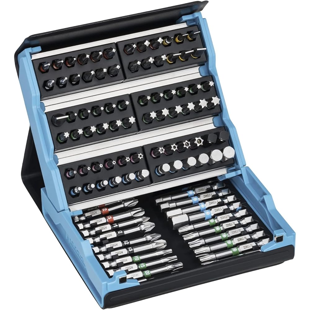 HAZET Smartcase Jeu d'embouts 2200SC-3 I 96 pièces, entraînement : 1/4 pouce, un maximum d'outils dans un minimum d'espace pour une meilleure vue d'ensemble I Jeu d'outils pliable : Bricolage