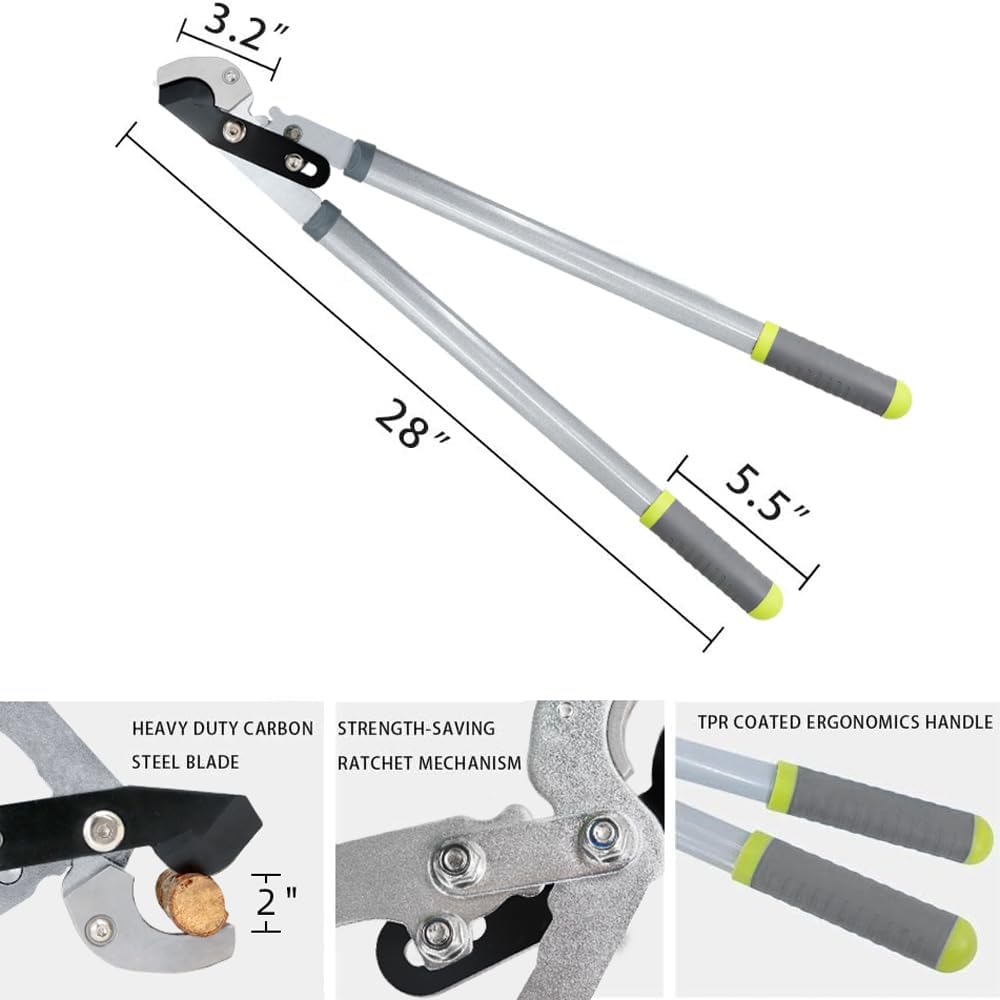 Hortem Lot de 3 outils de jardin - Sécateur de 72 cm, Cisaille à haies de 58 cm et Élagueur de 20 cm : Jardin