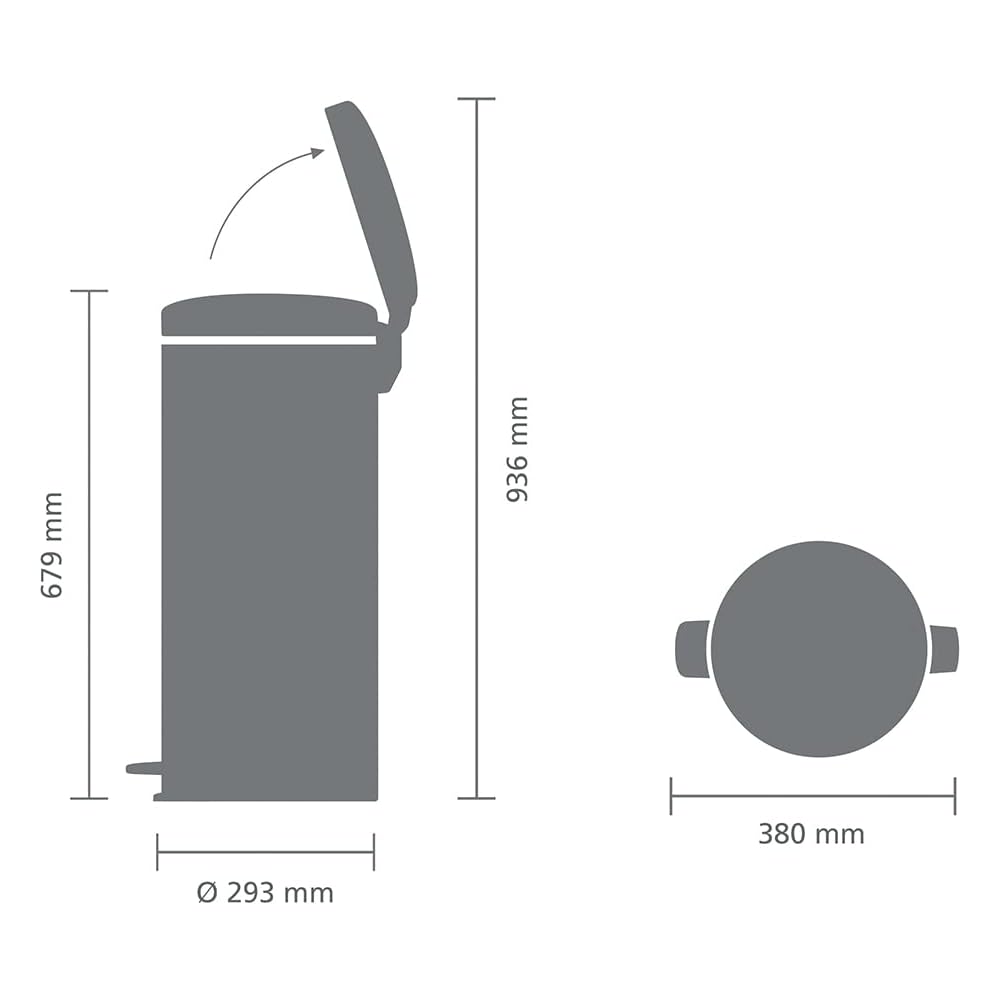Brabantia 111785 New Icon Poubelle à Pédale Acier Inoxydable Blanc 30 x 34 x 67,5 cm 30 L : Cuisine et Maison