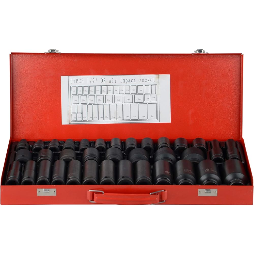 Lot de 35 douilles à choc 1/2" 6 pans 8-32 mm métriques profondes Outils de garage : Bricolage