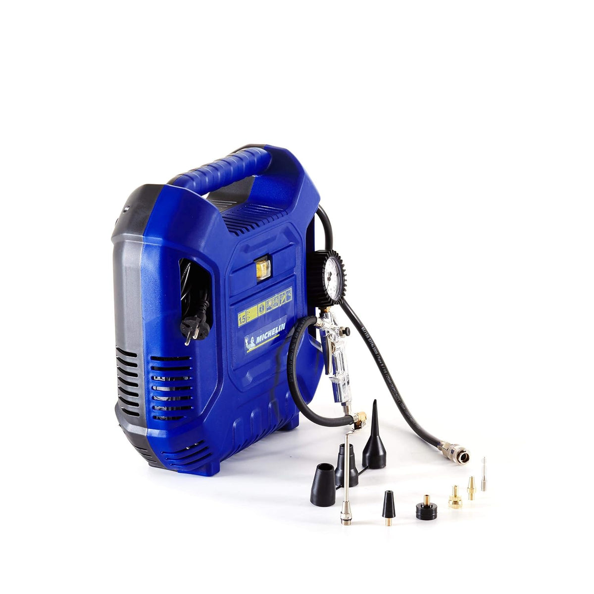 MICHELIN MB1 Compresseur d'air portable sans huile 1,5 CV pression maximale 8 bar avec tuyau 1 m et accessoires