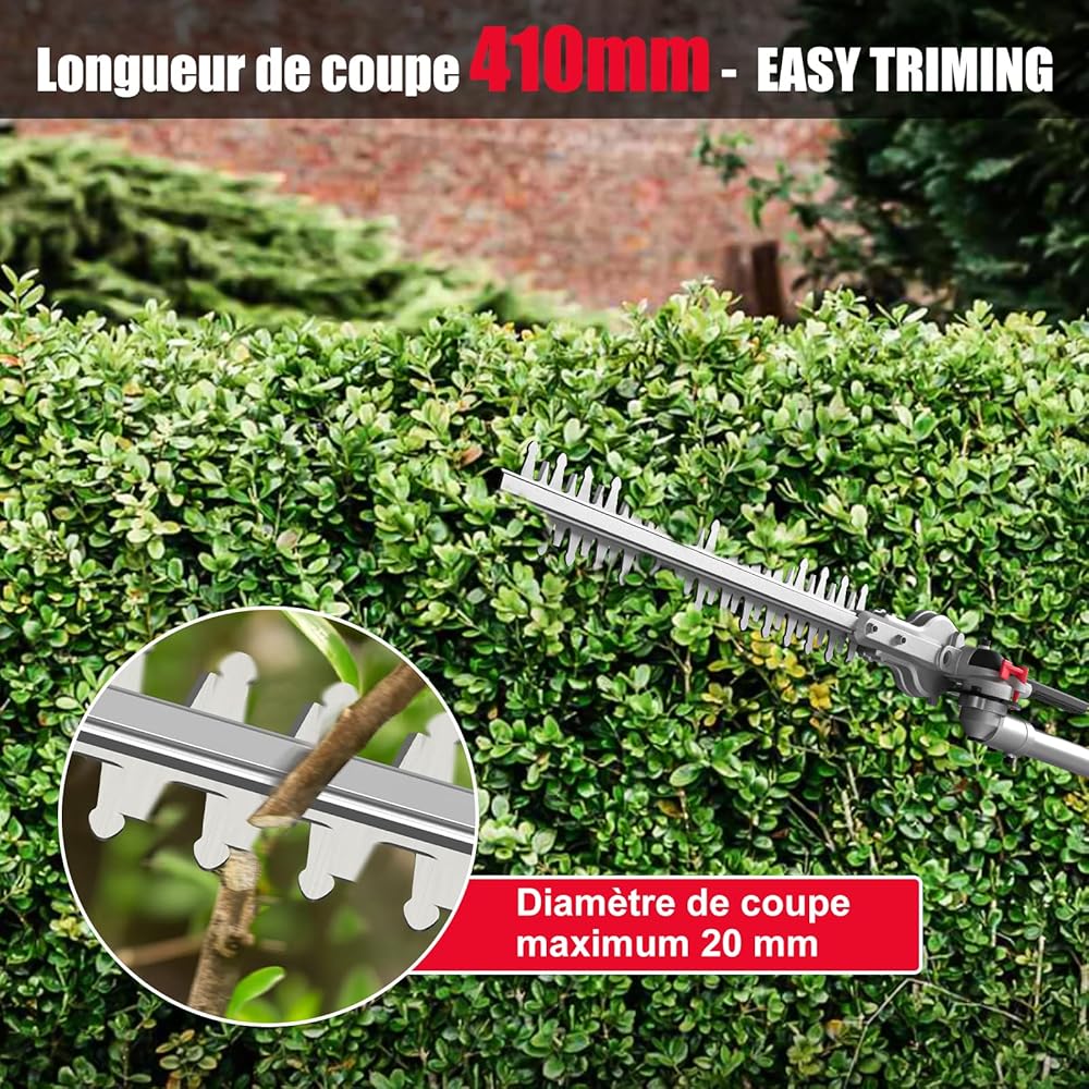 HYCHIKA Taille-haies télescopique 900 W portée 60 à 90 cm poignée pivotante