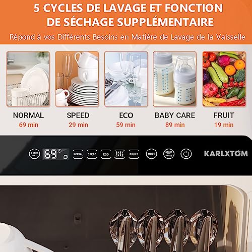 Karlxtom Lave-vaisselle de table compact 6 programmes
