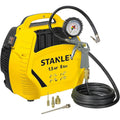 Stanley Compresseur à Air 8 Bar - Compresseur Voiture Portatif Sans Huile avec Outils Pneumatiques - Incl. Tuyau d'Air 3M, Pistolet à Air avec Manomètre et 3 Buses - Jaune : Stanley: Bricolage