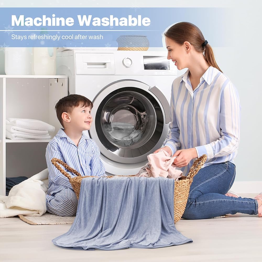 IKALIFE Couverture Rafraichissante D'été Adulte - 2 en 1 Couverture Ete Légère Q-Max > 0,5 Couverture été Rafraîchissante Couette D'été Plaid Ete pour Canape Cooling Blanket, Bleu 200 x 220 cm : Cuisine et Maison