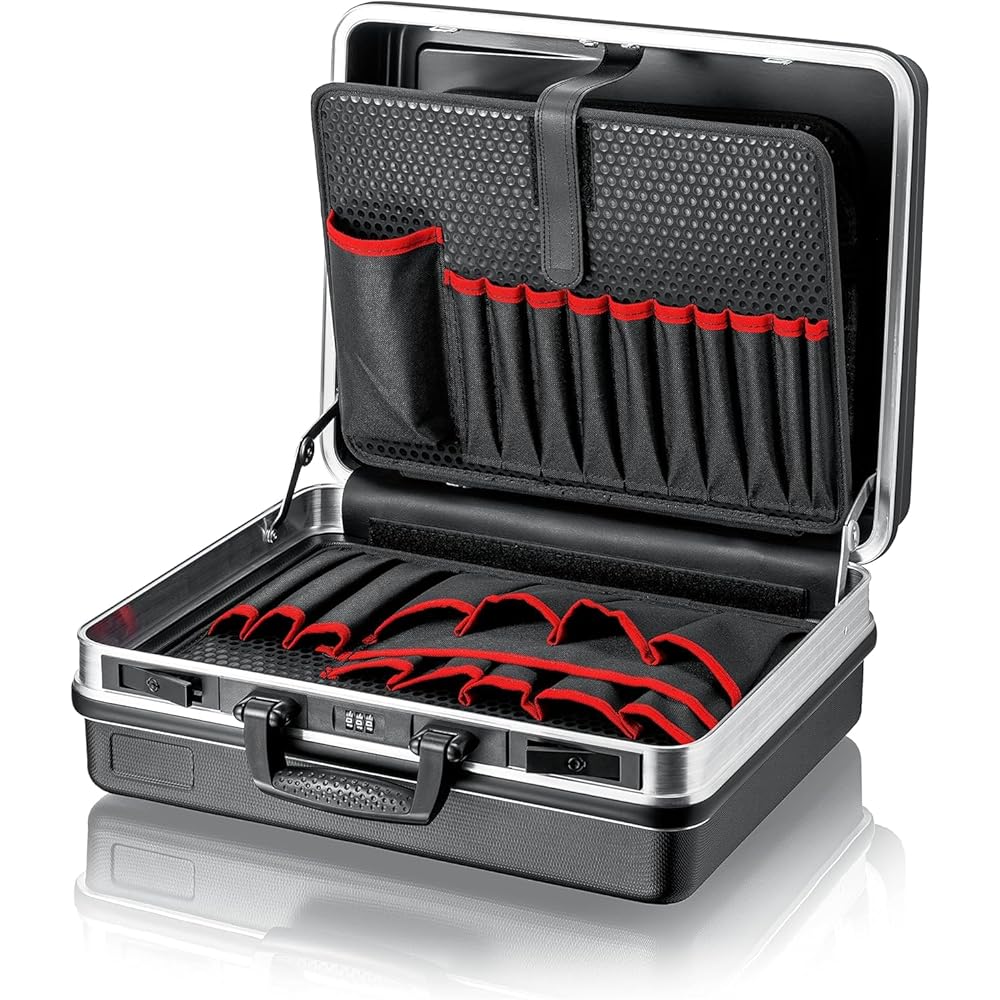 KNIPEX Mallette à outils « Basic » vide, 41 compartiments d'insertion, 27 litres, 465x200x410 mm, boîte à outils vide, mallette à outils, 00 21 05 LE : Bricolage