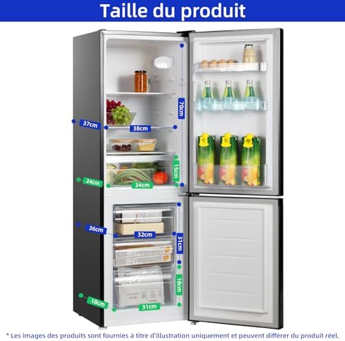 CHiQ Réfrigérateur congélateur combiné 356L, inox