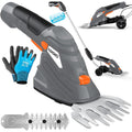 Masko® Cisaille à Gazon | Cisaille à arbustes + Gants, Set avec Batterie 7,2 V 2 000 mA/h et Chargeur | Taille-haie électrique de Jardin | Ciseaux à Gazon avec Lame à Herbe, Lame pour arbuste, Gris : Jardin