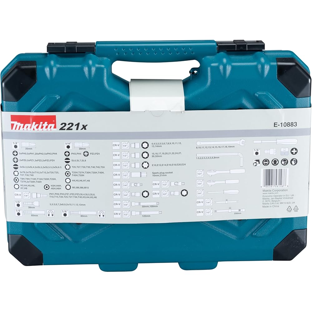 Jeu d'outils (221 pièces) en coffret MAKITA - E10883 : Bricolage