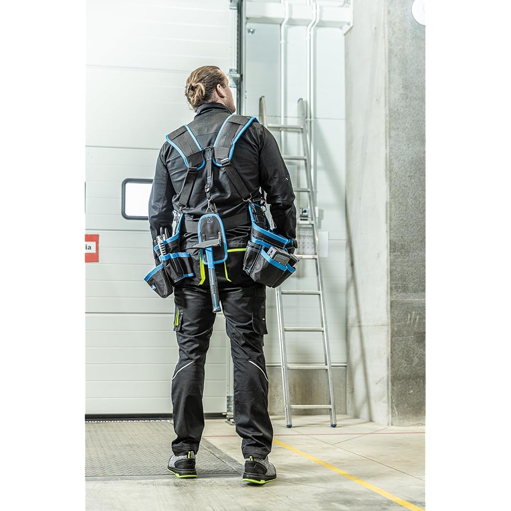 Högert Technik - Ceinture de travail avec bretelles | Ceinture à outils pour homme, ceinture de travail avec sangle à bretelles, sac à outils avec ceinture réglable, sac banane : Bricolage