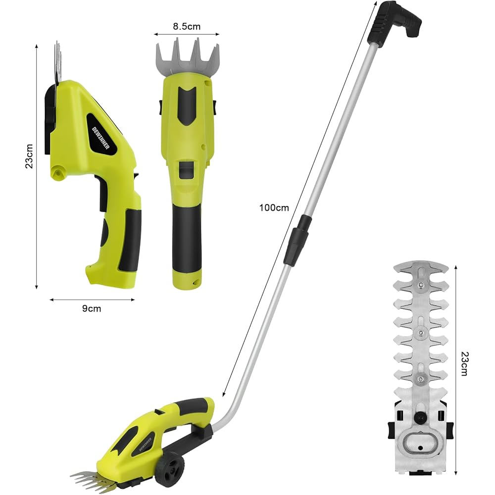 DEWINNER Coupe Bordure sans Fil, 2 en 1 Cisaille à Gazon 7.2V, Taille Haies sans Fil, Manche Long Télescopique Détachable 100cm, pour Couper Gazon/Buisson : Jardin