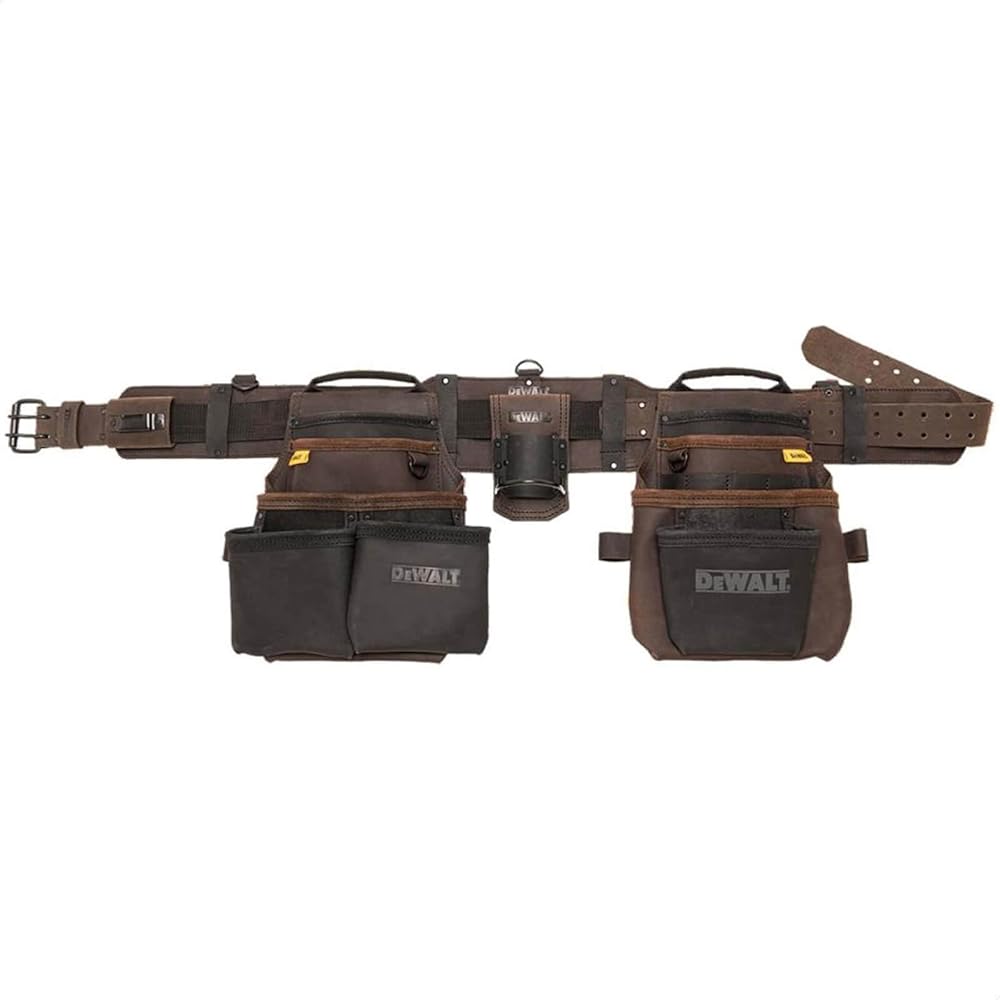 DEWALT Ceinture à outils en cuir Pro 18 poches : Bricolage