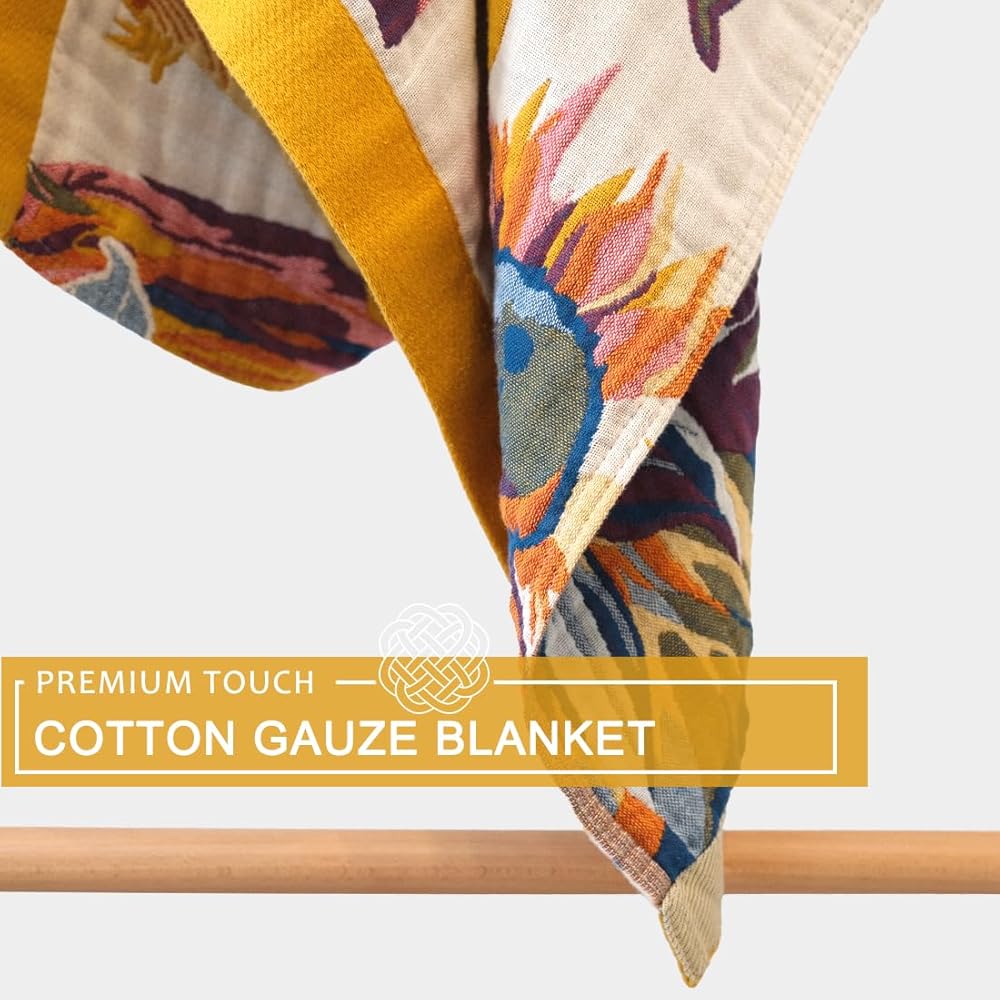 Wotcsil Plaid Canapé en Coton Orange Bleu Floral Couverture Jeté Canapé Boho Réversible Couvre Lit Fauteuil Dessus Grande Taille Bohème, 200x230cm : Cuisine et Maison