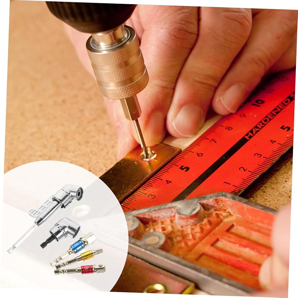 Angoily 4 Ensembles tournevis d'angle anti rouille Adaptateur de douille d'angle Embout de perceuse à angle droit adaptateur pour clé à chocs assortiment de forets acier : Bricolage