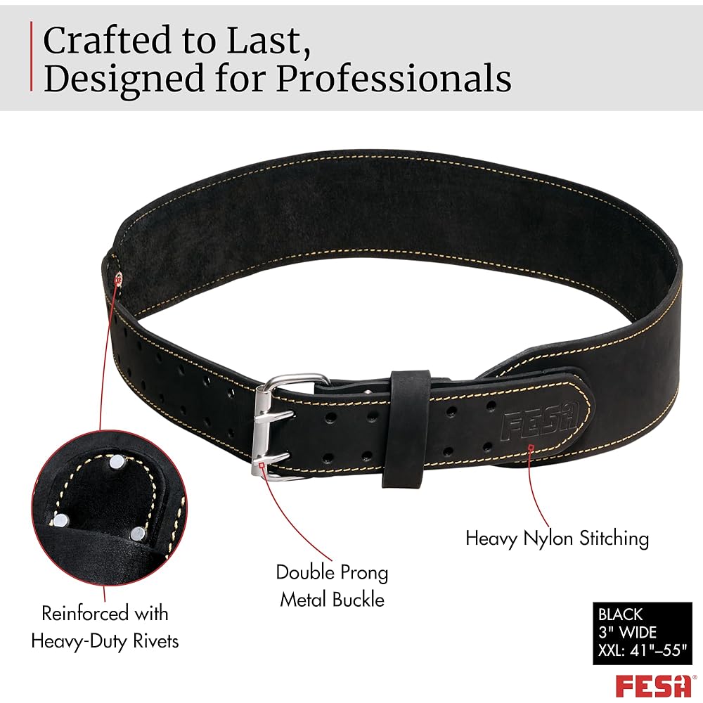 FESA Ceinture à outils en cuir pour homme – Ceinture à outils en cuir réglable de 76,2 à 116,8 cm – Ceinture à outils pour électriciens, charpentiers, travailleurs du bâtiment – Fabriquée à la main : Bricolage