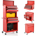GYMAX Servante d’Atelier à Outils 3 en 1, avec 6 Tiroirs et 2 Grandes Couches, Chariot à Outils d'Atelier en Métal avec Serrure, Charge 90 KG, pour Garage/Atelier (Rouge) : Bricolage
