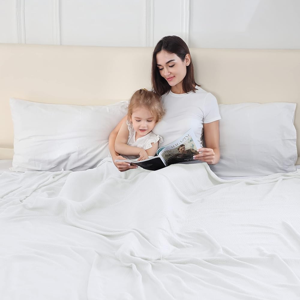 VHOME Couverture rafraîchissante pour dormir à chaud, 100 % bambou, couverture d'été pour adultes et enfants, légère et respirante, pour lit, canapé et partout : Cuisine et Maison