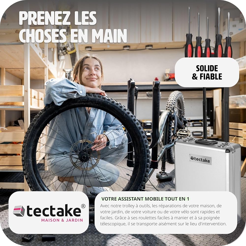 tectake® Caisse à outils sur roulettes Boîte à outils en Aluminium 799 Pièces 3 Compartiments, Rangement atelier Outillage à main Bricolage Embout visseuse Kit tournevis Rangement visserie : Bricolage