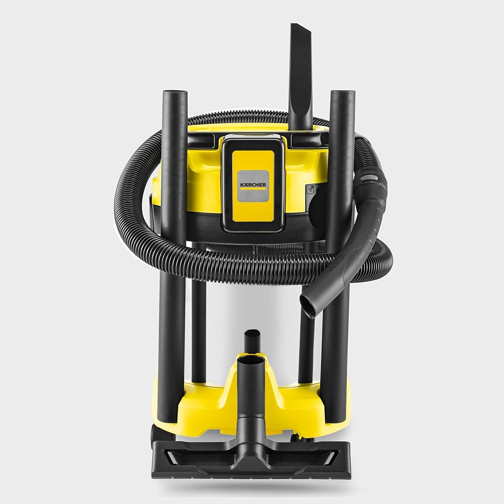 Kärcher WD 3-18 1.628-575.0 NASS-/Trockensauger 225W 17l Ohne Akku, Aspirateur Eau & poussière sur Batterie, Alu, Jaune, 18 V : Cuisine et Maison
