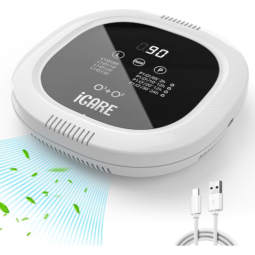 Générateur d'Ozone, 10000 mAh Rechargeable Purificateur d'air à Ions Négatifs Ozonizer, Stérilisateur d'Odeurs pour Chambre, Salle de Bain, Cuisine, Animaux Domestiques, Voiture, Formaldéhyde Chasse : Cuisine et Maison
