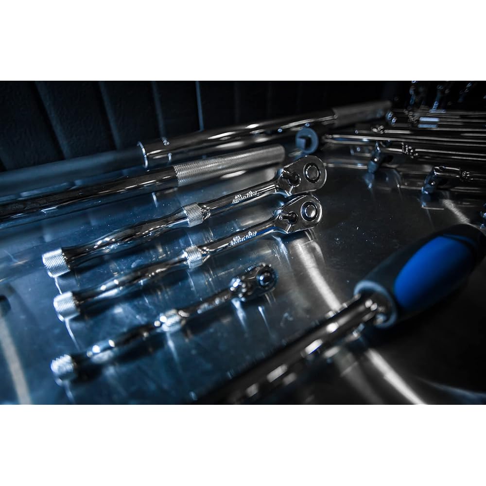 SP TOOLS SP22365 - Cliquet 3/8" Étanche Réversible À Tête Flexible XL 295 mm, 90 dents - Idéal accès difficile - Outil à main en acier au chrome vanadium (Cr-v) - Qualité professionnelle : Bricolage