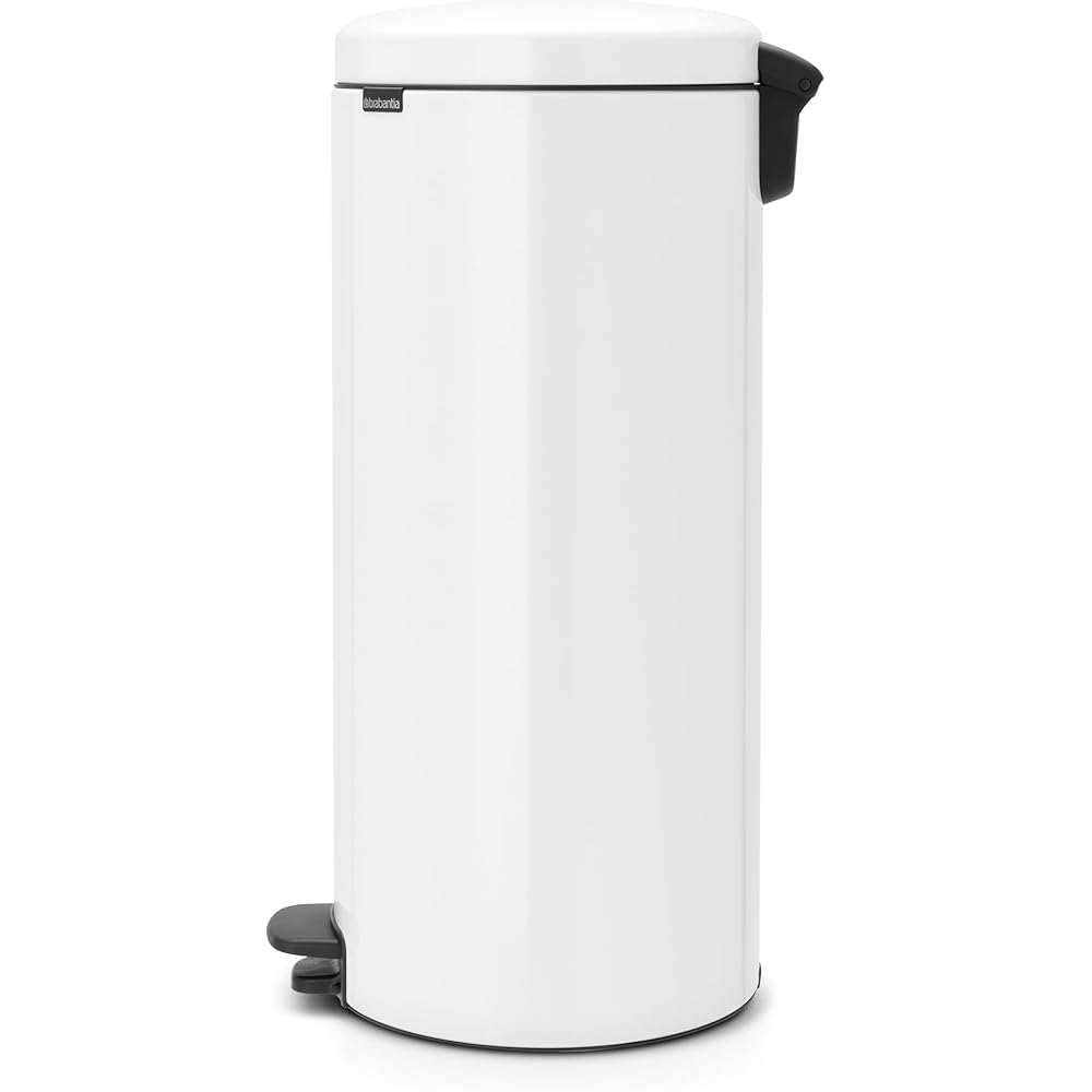 Brabantia 111785 New Icon Poubelle à Pédale Acier Inoxydable Blanc 30 x 34 x 67,5 cm 30 L : Cuisine et Maison
