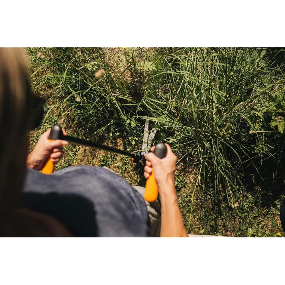 Fiskars Cisaille à Levier multifonctions pour haies & gazon, Portée max.: 2,5 m, Noir/Orange, PowerLever, GS53, 1001565 : Jardin