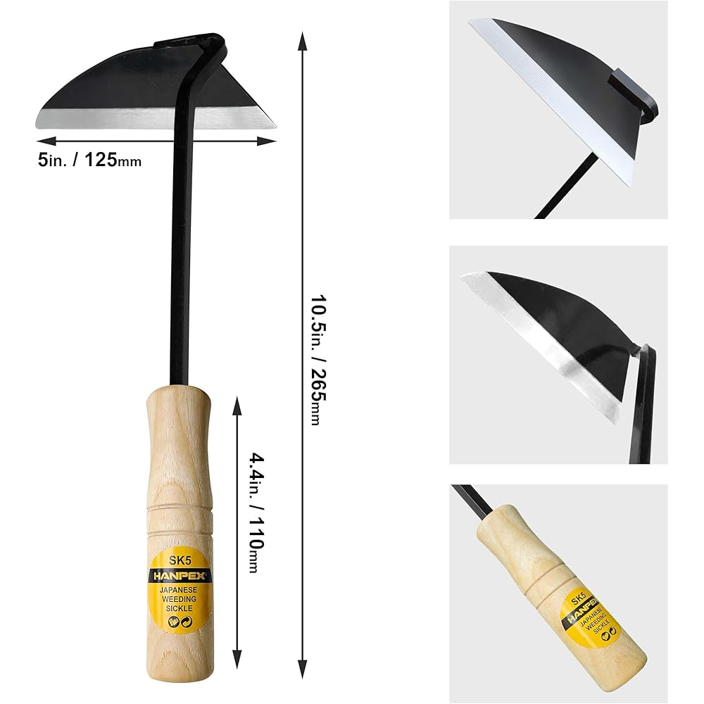 Hanpex - Outils de jardinage à lame large – Binette à main de qualité supérieure avec bord très tranchant pour un travail rapide : Jardin