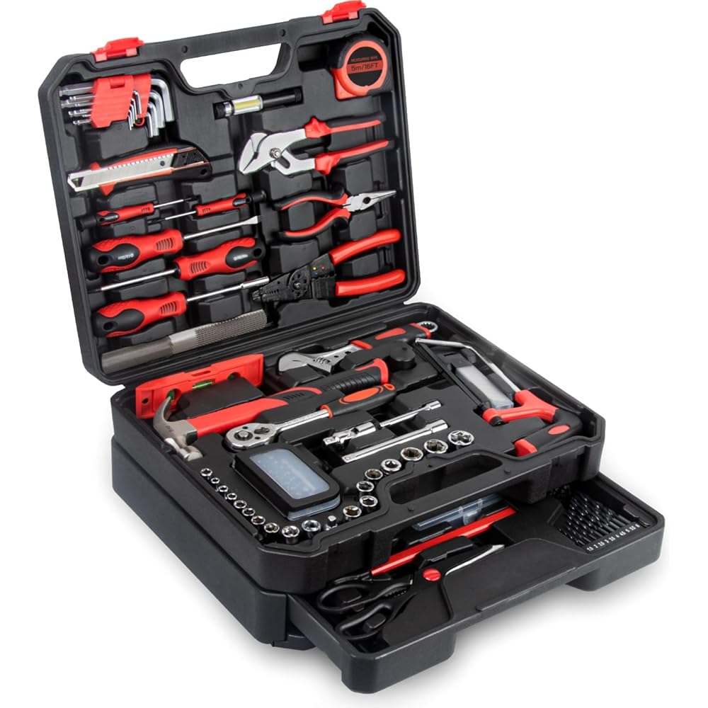 BINGCOBBER 427PCS Kit d'outils de réparation généraux de maison, Ensemble d'outils de réparation la maison/automobile, Boite a Outils Professionnel,Malette outils avec jeu de Tournevis, Marteau, Pince : Bricolage