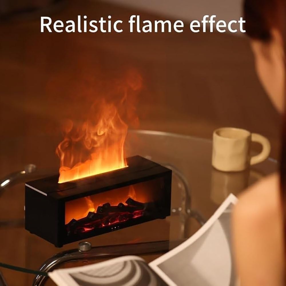 Diffuseur de braises, diffuseur de cheminée, diffuseur de flamme confortable avec arrêt automatique, diffuseur de flamme volcanique for huiles essentielles, télécommande sans fil, diffuseur d'huiles d : Hygiène et Santé