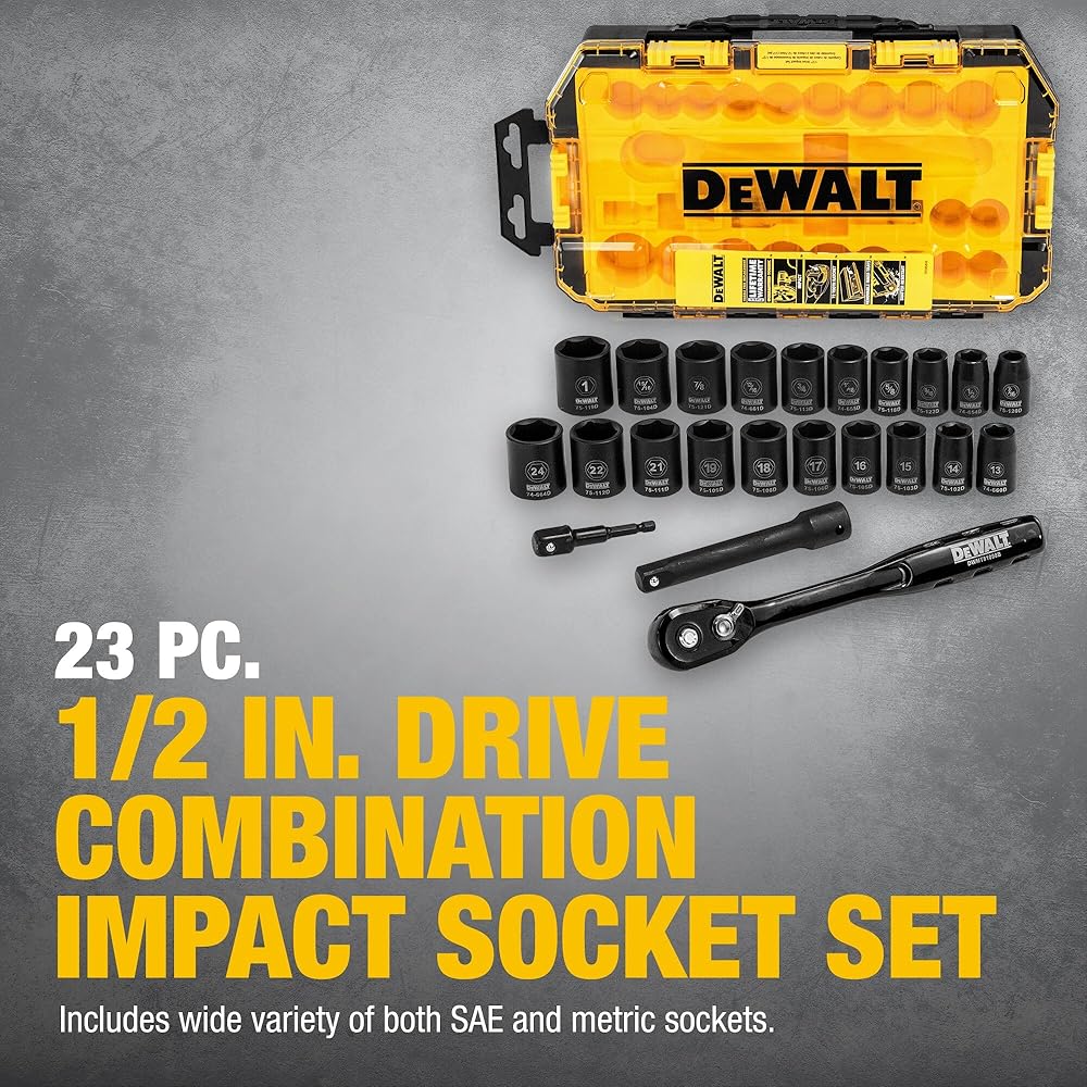 DEWALT DWMT74739 Coffret de douilles à choc 1/2" 23 pièces : Bricolage