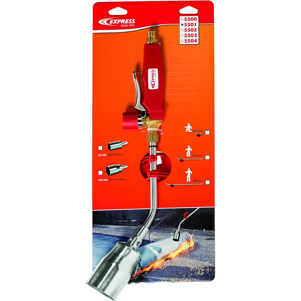 Express, 5501, Chalumeau Étancheur Acier Comprenant un Manche réf. 605 WR + un Brûleur de 100 kW + un Col de 180 mm, Chalumeaux à Gaz, Chalumeau Butane, Brûleur à Gaz, Brûleur à Flamme : Bricolage