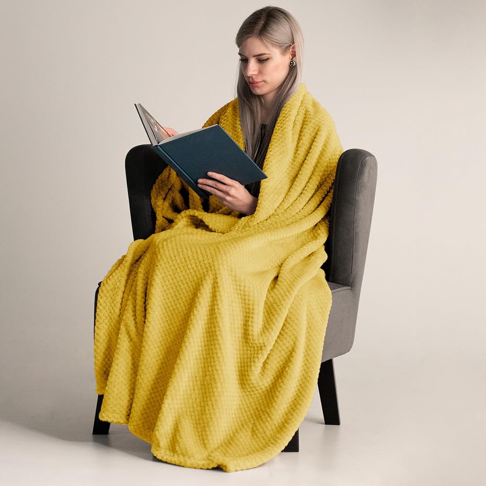 DecoKing Henry Couverture Douillette 170 x 210 cm en Microfibre Jaune Moutarde Couvre-lit Couvre-lit Polaire Doux et Douillet Style scandinave Jaune : Cuisine et Maison