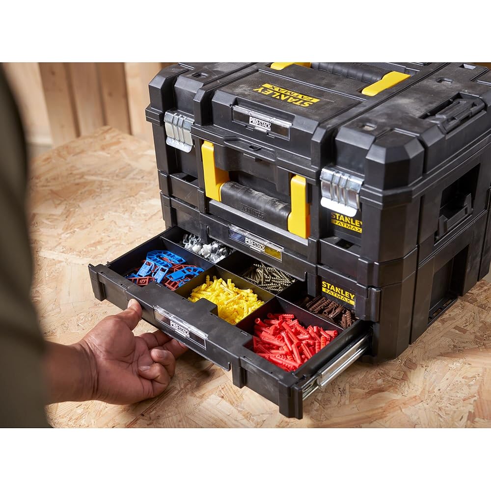 Stanley FMST1-71981 Kit 2 Mallettes Modulable Tstak/Pro-Stack Gamme FATMAX - 21.5L - Corps en Polypropylène - Larges Attaches Métalliques Anti-Corrosion - Cadenassable : Bricolage