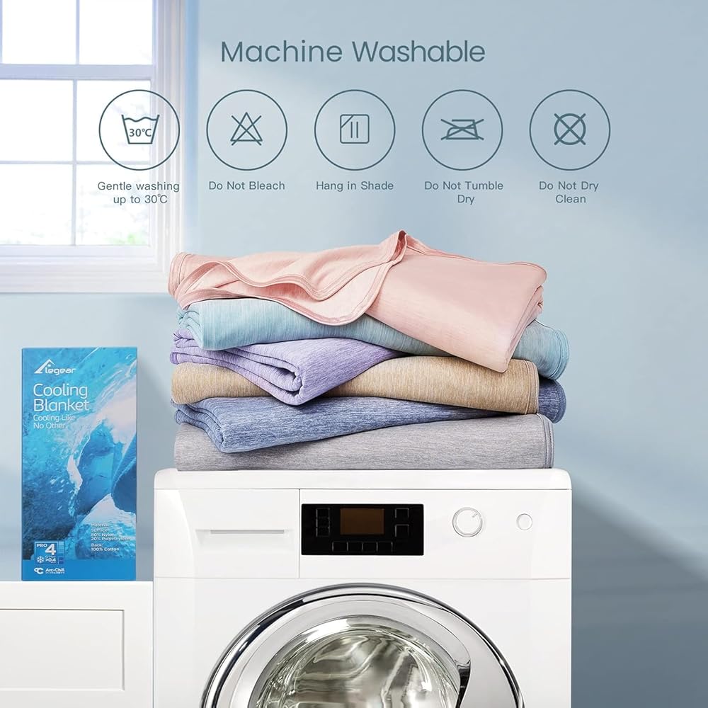 Elegear Couverture Rafraichissante d'été, Arc-Chill 3.0 Japonaise Fibre de Refroidissement Q-Max 0.5 Absorbant Chaleur Corporelle Couverture Ete Légère Plaid Coton pour Canapé Lit, Bleu, 220x240cm : Cuisine et Maison