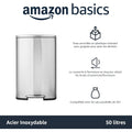 Amazon Basics Poubelle rectangulaire à fermeture douce, 50 l (13.2 Gallons), nickel satiné : Cuisine et Maison
