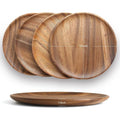 AOOSY Lot de 4 assiettes rondes en bois d'acacia, plateau de service ou plats de service entièrement naturels pour décoration de table, 25 cm, cadeau de pendaison de crémaillère : Cuisine et Maison