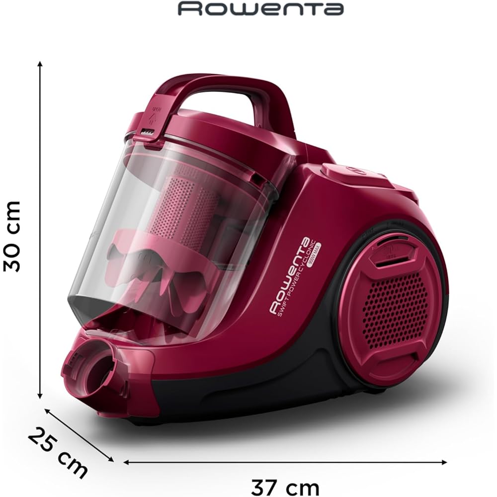 Rowenta Swift Power Cyclonic Aspirateur sans sac, Capacité 1,2 L, Haute performance, Moteur basse consommation, Compact, Brosse parquet RO2933EA, Bordeaux : Cuisine et Maison