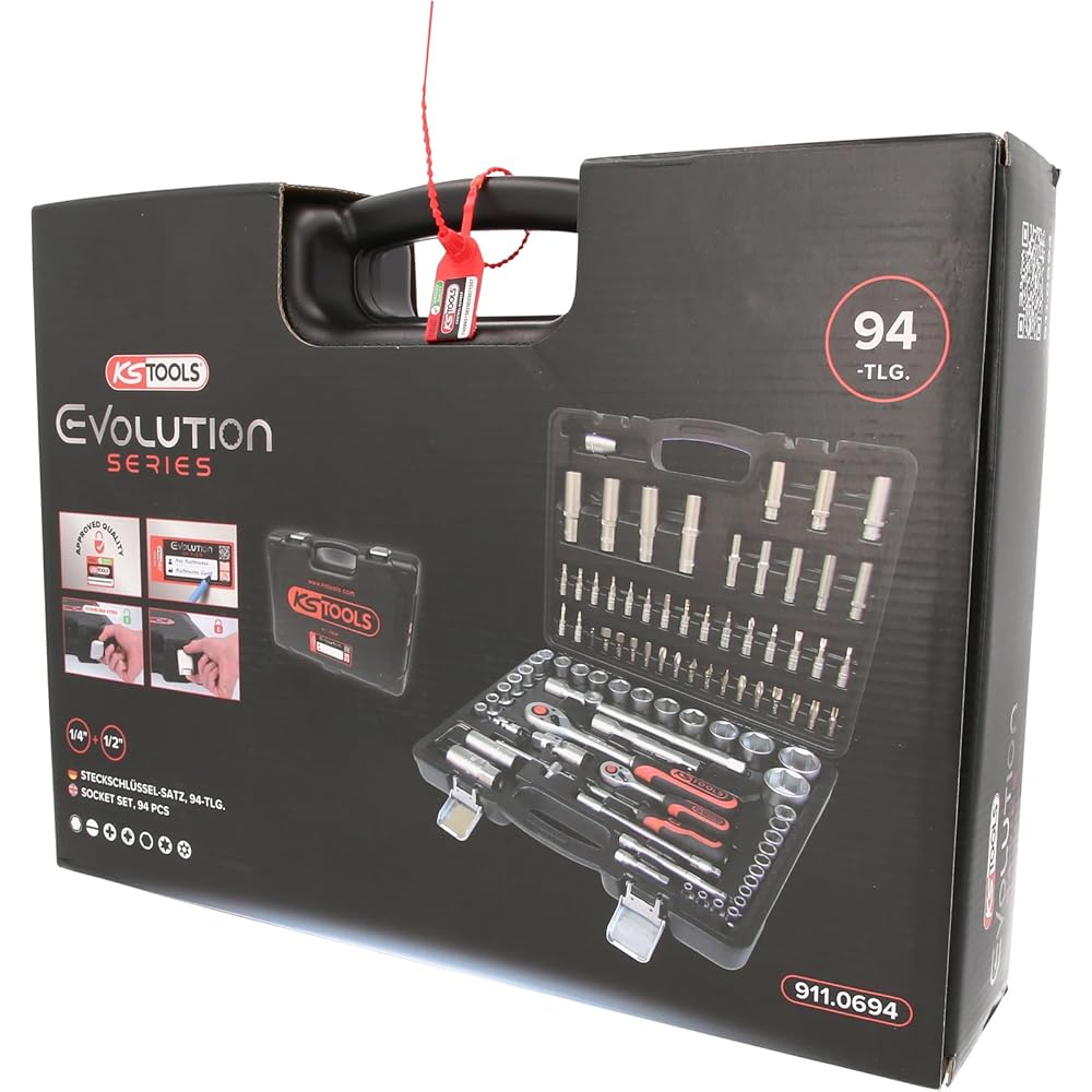 KS Tools 911.0694 Coffret de douilles F6 1/4''-1/2'' CHROMEmat 94 pièces : Bricolage