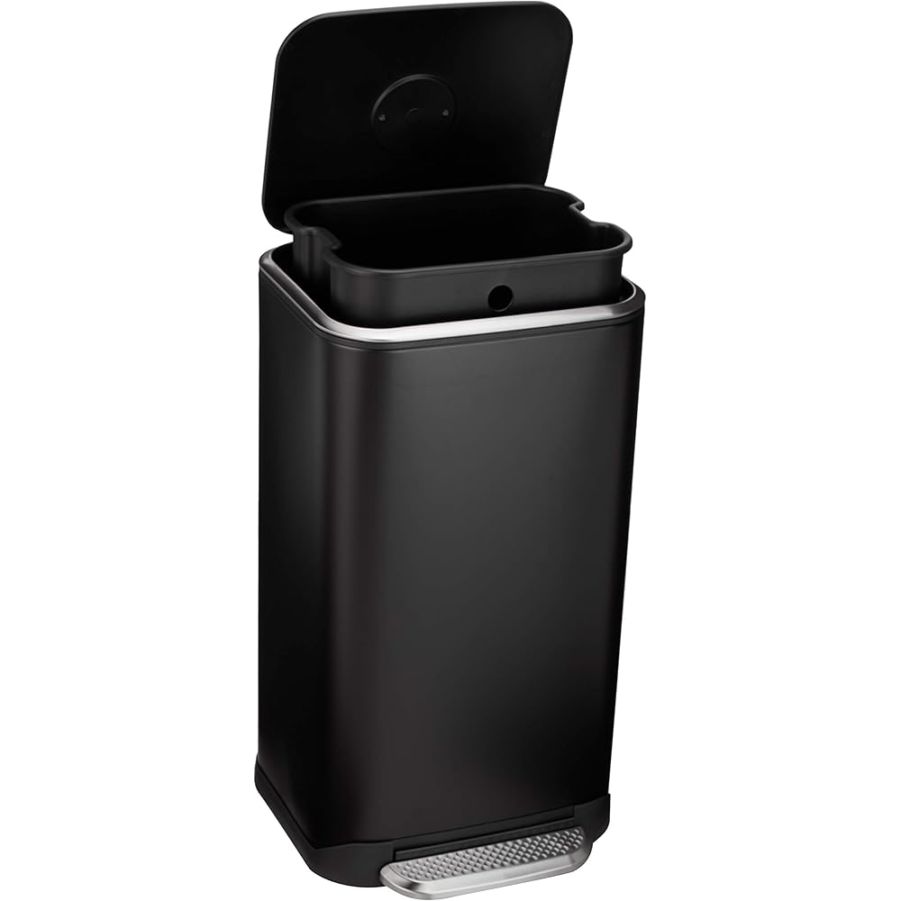 Amazon Basics Poubelle rectangulaire à fermeture douce - 32 l, noir : Cuisine et Maison
