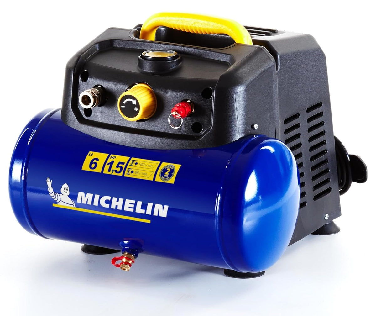 Michelin MBL6 Compresseur d'air portable sans huile cuve 6 L avec manomètre et kit d'accessoires