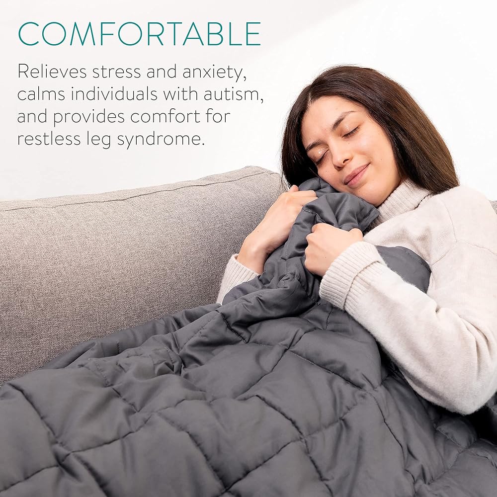 Navaris Couverture Lestée - Couverture Pondérée Relaxante 135x200cm - Contre Insomnie Anxiété - Cocooning - 100% Coton - 8,8kg : Cuisine et Maison