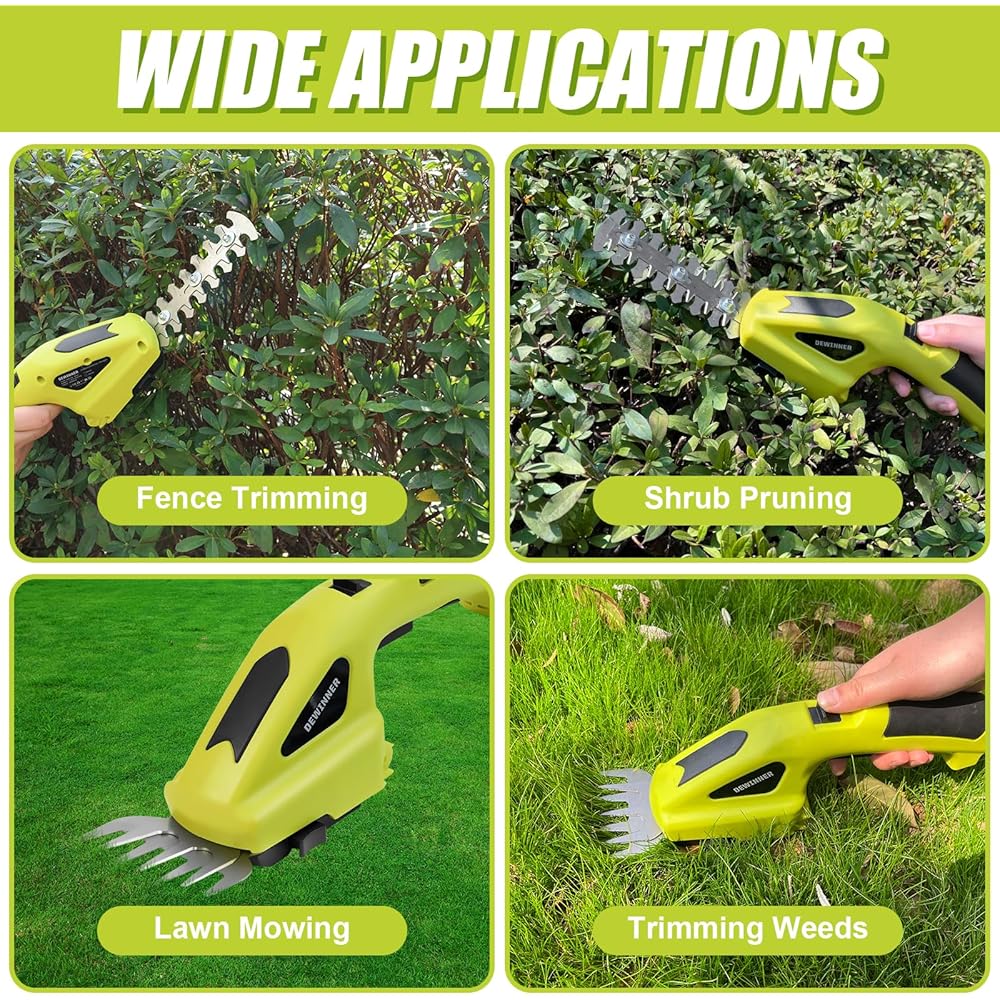 DEWINNER Coupe Bordure sans Fil, 2 en 1 Cisaille à Gazon 7.2V, Taille Haies sans Fil, Manche Long Télescopique Détachable 100cm, pour Couper Gazon/Buisson : Jardin