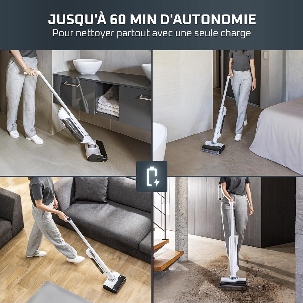 Rowenta X-Clean 10 et Clean it Aspirateur laveur sans fil et shampouineuse pour sols durs tapis et moquettes