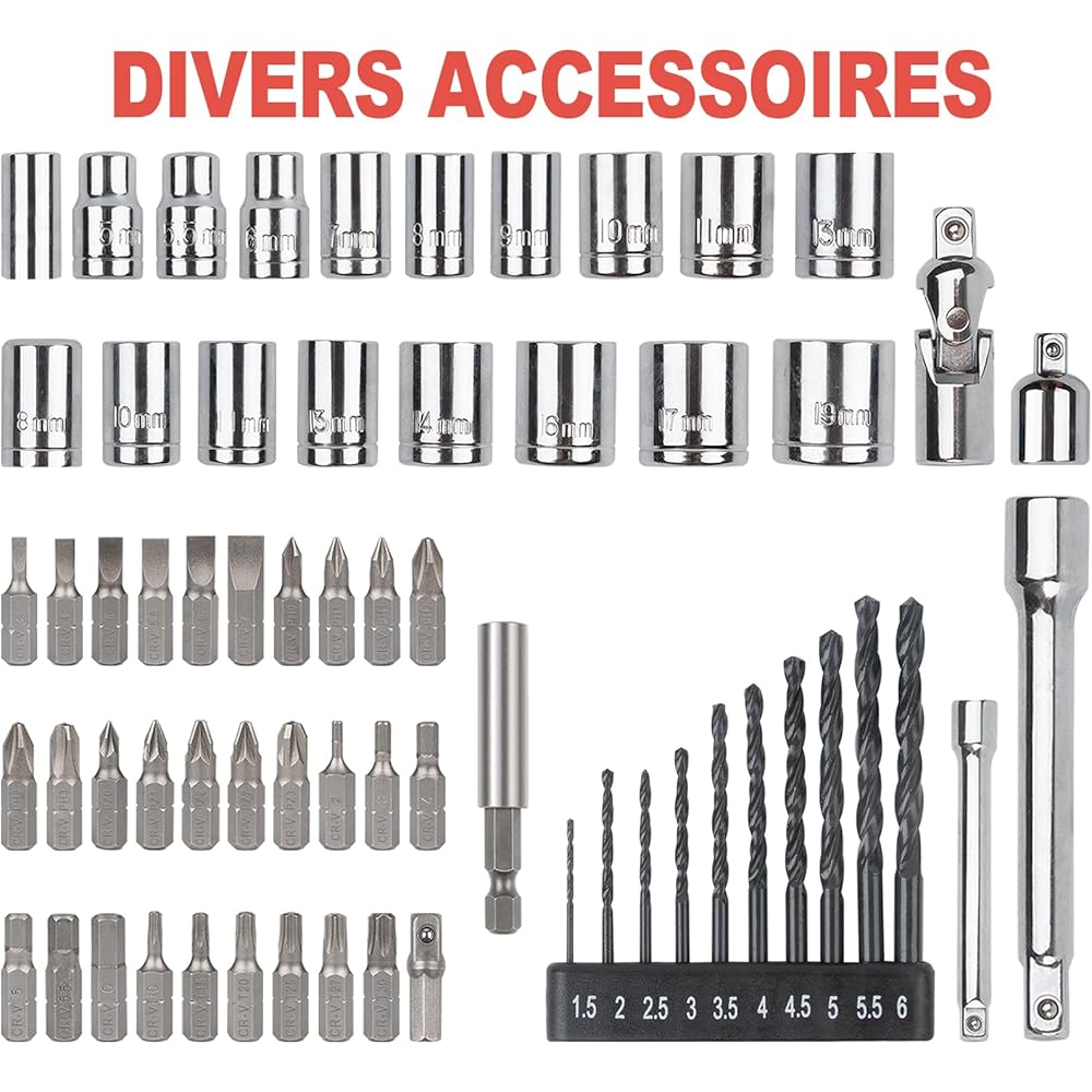 BINGCOBBER 427PCS Kit d'outils de réparation généraux de maison, Ensemble d'outils de réparation la maison/automobile, Boite a Outils Professionnel,Malette outils avec jeu de Tournevis, Marteau, Pince : Bricolage