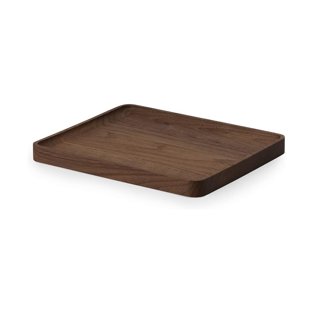 Oakywood Plateau Décoratif en Bois - Fabriqué à la Main - Plateau en Bois Rectangulaire - Organisateur Minimaliste pour Bureau, Coiffeuse - Décoration Maison - Bois de Noyer - 24x20 cm (9.4"x7.9") : Cuisine et Maison