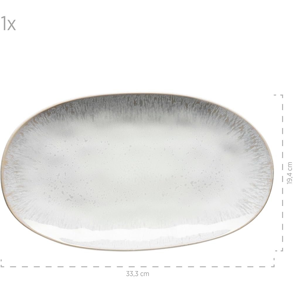 MÄSER Série Frozen Lot de 3 plateaux de service en céramique en 3 tailles, look vintage moderne, glaçage moucheté de couleur, grès, blanc, petit : Cuisine et Maison